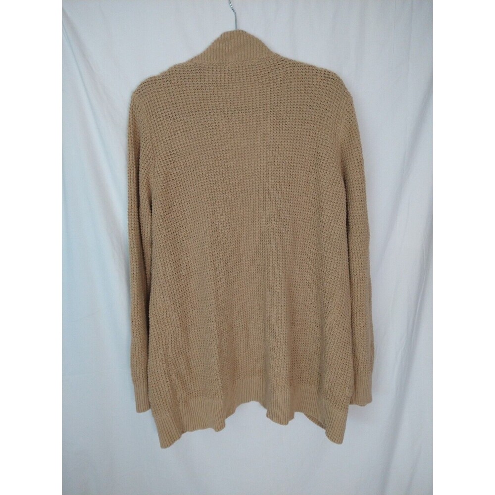 Kirundo Cardigan Size XL Tan Waffle Knit Open Front Long Sleeve Chore Pockets - Picture 2 of 14